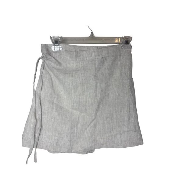 ALOHAS Linen Chari Wrap Mini Skirt in Natural Sz. S - Picture 5 of 9